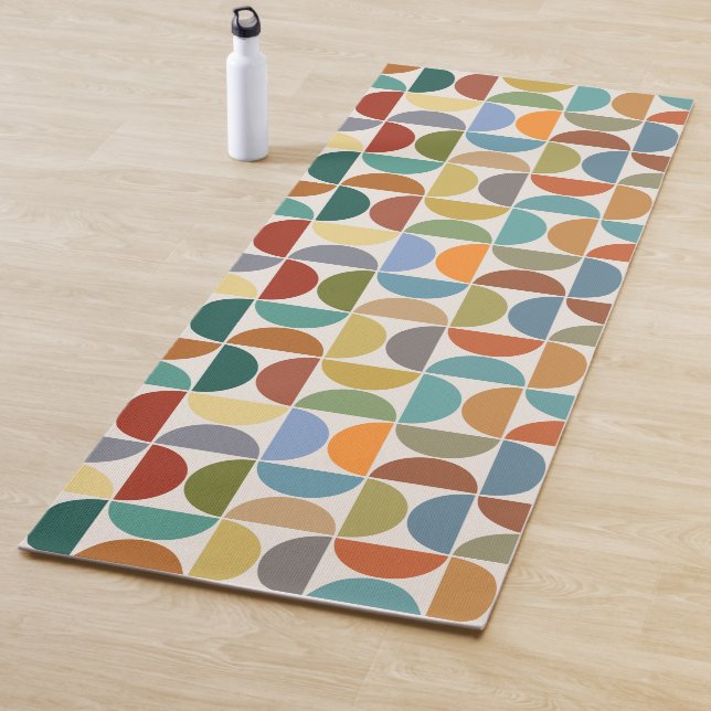 MCM Semicircles Pattern Color on Cream Yoga Mat (In Situ)