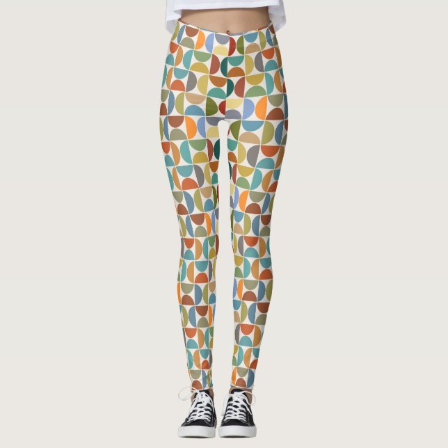 MCM Semicircles Rpt Pattern Color on Cream Leggings (Front)
