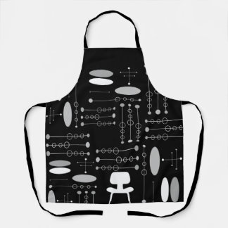 MCM Shades of Gray Mid-Century Modern Pattern Apron