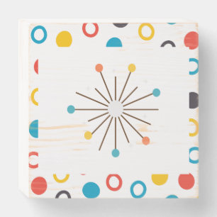 MCM Starburst Shape Retro Design Wooden Box Sign