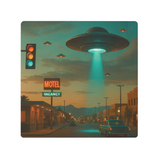 MCM Style Retro UFO Invasion Art
