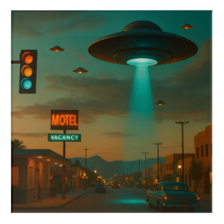 MCM Style Retro UFO Invasion Art