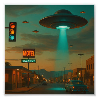 MCM Style Retro UFO Invasion Art Photo Print