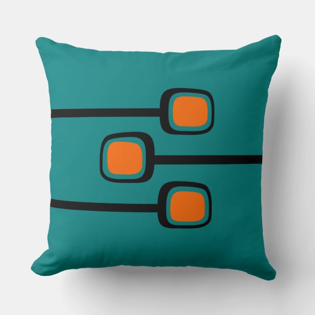MCM Throw Pillow - Retro Teal and Orange Print  (Front)