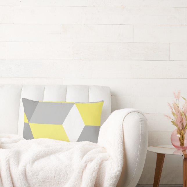 MCM Yellow and Gray Modern Geometric Pattern  Lumbar Pillow (Couch)