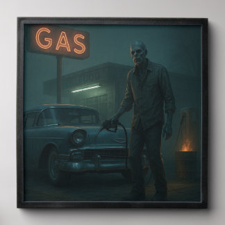 MCM Zombie Gas Station Art Peel And Stick Photo Tile