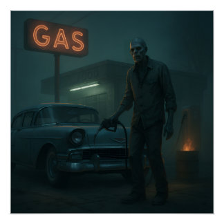 MCM Zombie Gas Station Art Poster