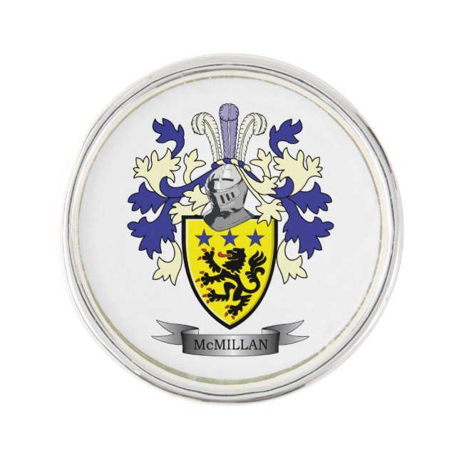 McMillan Family Crest Coat of Arms Lapel Pin (Front)