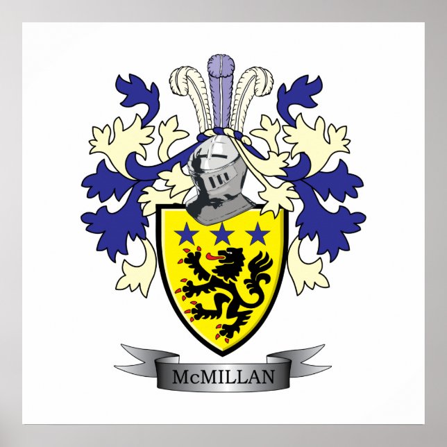 McMillan Family Crest Coat of Arms Poster (Front)