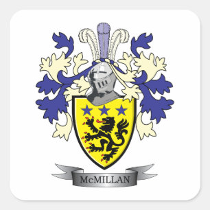 McMillan Family Crest Coat of Arms Square Sticker