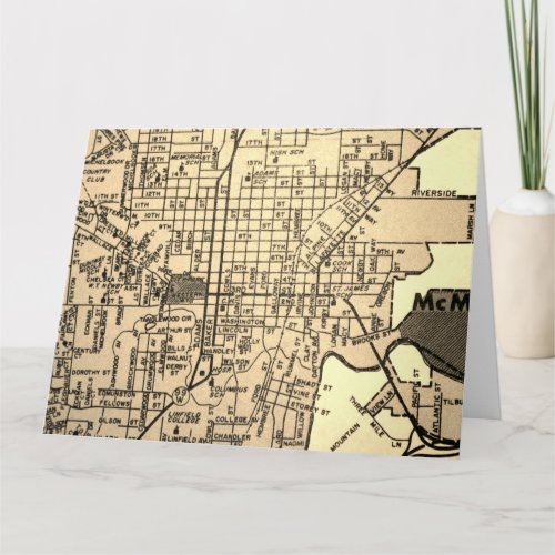 McMinnville OR Vintage Map Card