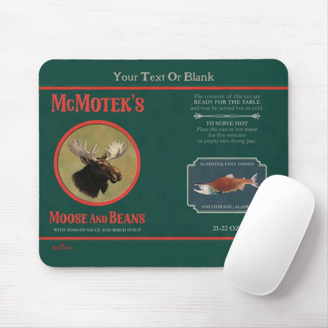 McMotek's Moose And Beans Label Mouse Pad (With Mouse)
