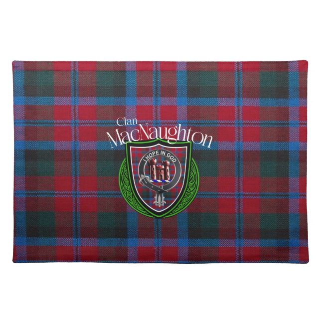 McNaughton Scottish Clan Tartan and Crest Cloth Placemat (Front)