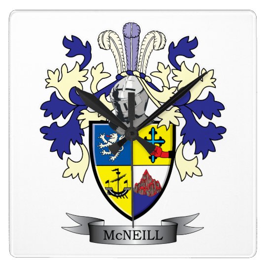 McNeill Family Crest Coat of Arms Square Wall Clock | Zazzle.com