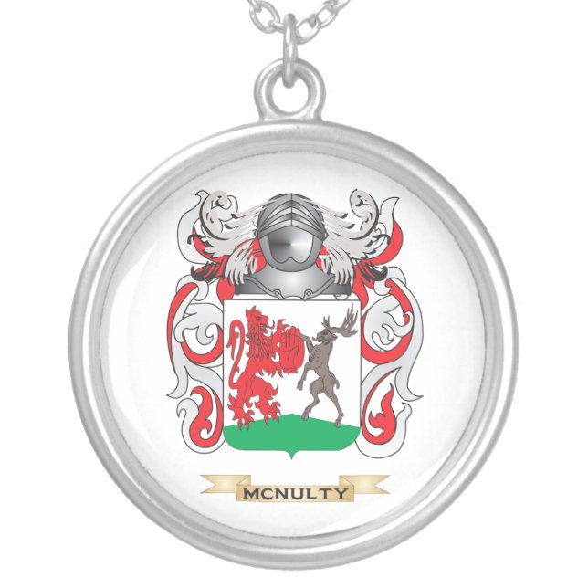 McNulty Coat of Arms (Family Crest) Silver Plated Necklace (Front)