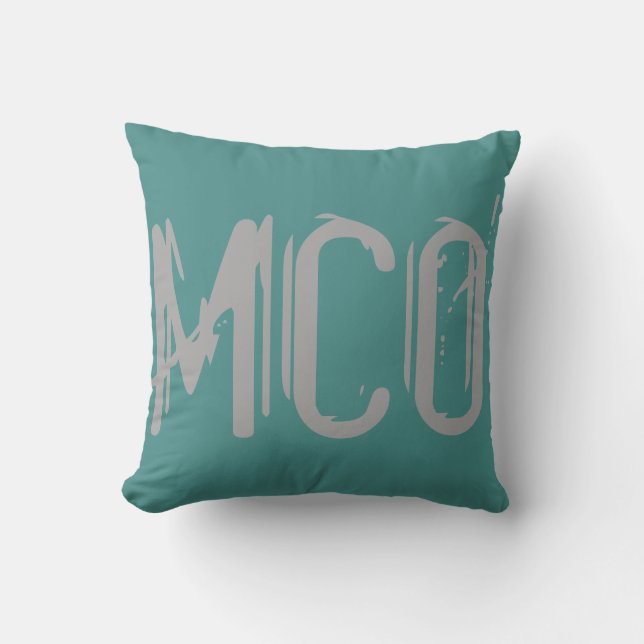 MCO Airport Grunge Typography Throw Pillow (Front)