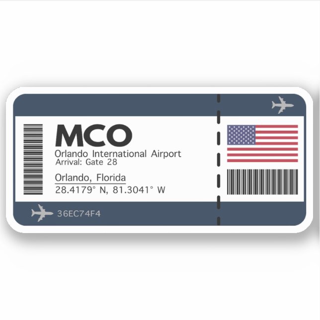 MCO Orlando Airport Boarding Pass - Florida Sticker (Front)
