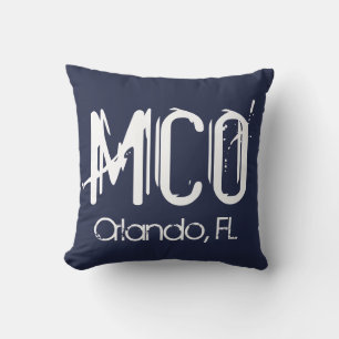MCO Orlando Airport Code Blue Throw Pillow
