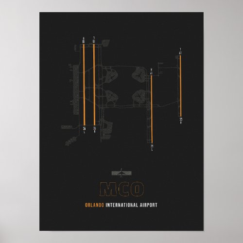 MCO _ Orlando Airport Runway Diagram Art Poster