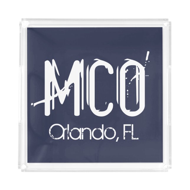 MCO Orlando Typography Blue Acrylic Tray (Front)