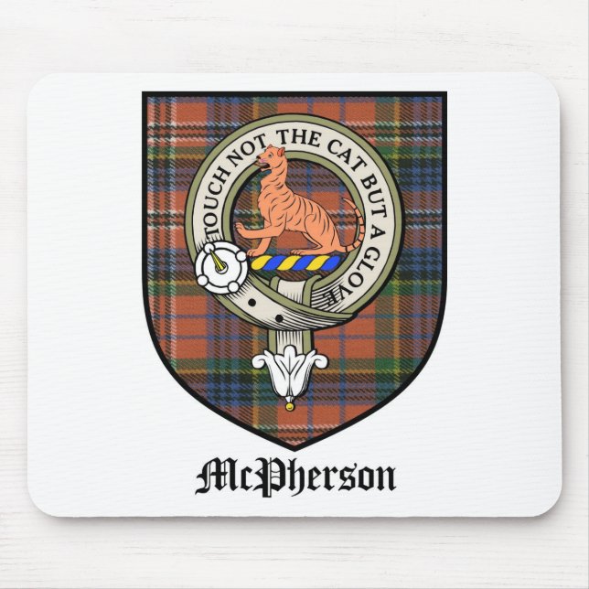 McPherson Clan Crest Badge Tartan Mouse Pad (Front)
