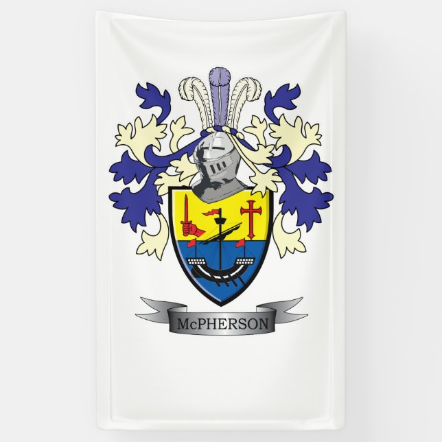 McPherson Family Crest Coat of Arms Banner (Vertical)