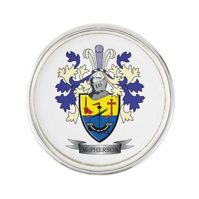 McPherson Family Crest Coat of Arms Lapel Pin (Front)