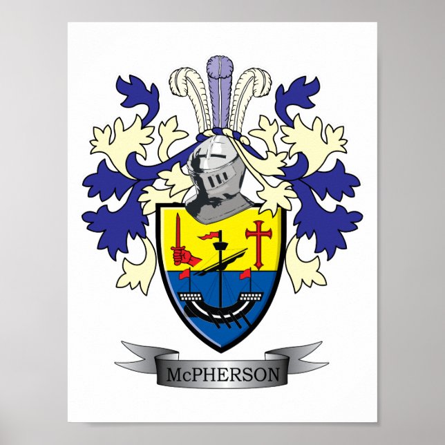 McPherson Family Crest Coat of Arms Poster (Front)