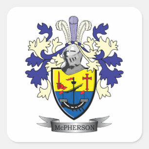 McPherson Family Crest Coat of Arms Square Sticker