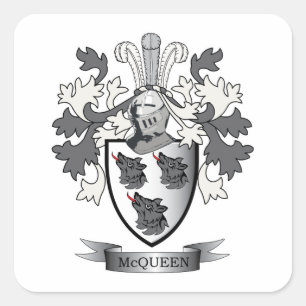 McQueen Family Crest Coat of Arms Square Sticker