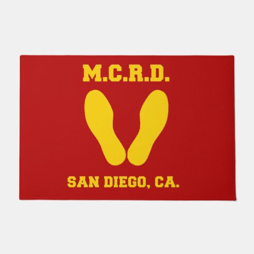 MCRD SAN DIEGO YELLOW FOOTPRINTS ON RED DOORMAT