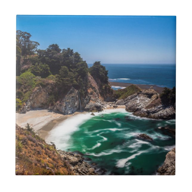 Mcway Falls in Julia Pfeiffer Burns state park Ceramic Tile (Front)
