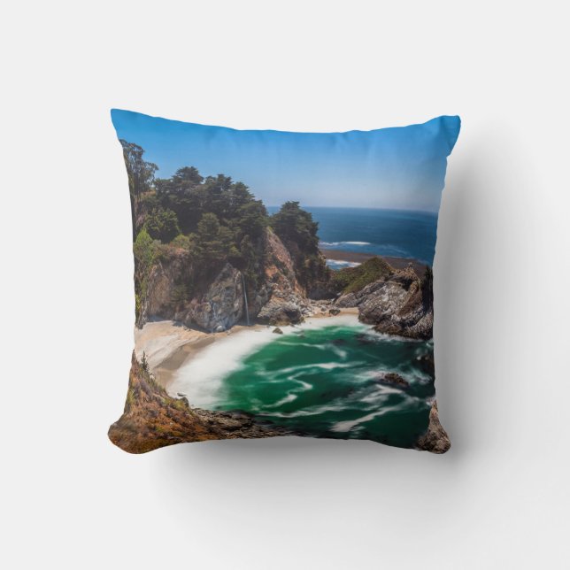 Mcway Falls in Julia Pfeiffer Burns state park Throw Pillow (Front)