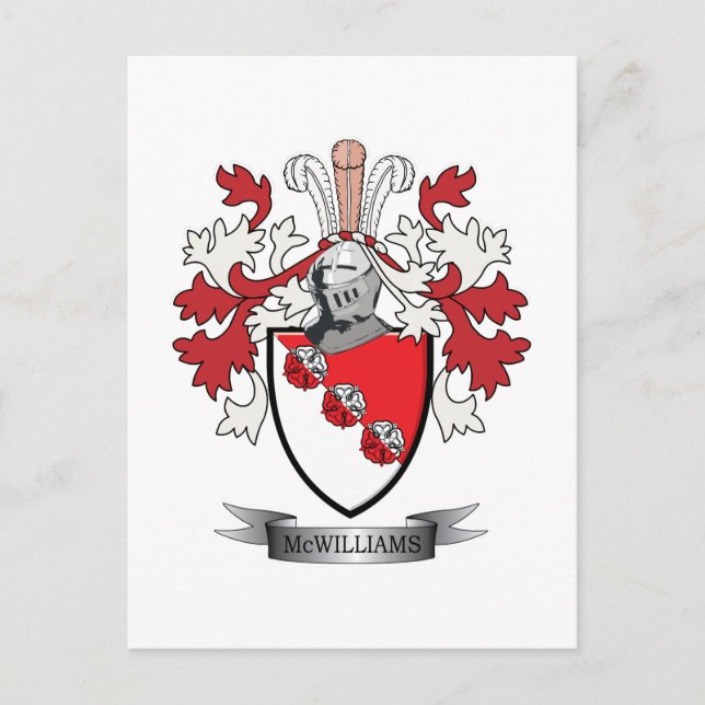 McWilliams Family Crest Coat of Arms Postcard (Front)