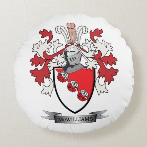 McWilliams Family Crest Coat of Arms Round Pillow