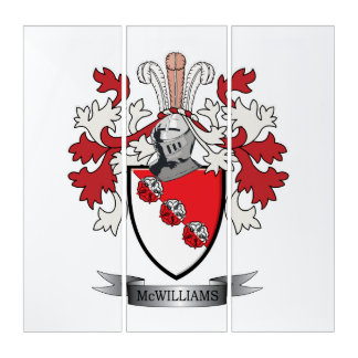 McWilliams Family Crest Coat of Arms Triptych