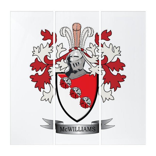 McWilliams Family Crest Coat of Arms Triptych (Front)