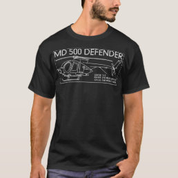 MD 500 Defender Military Helicopter Blueprint Gift T-Shirt
