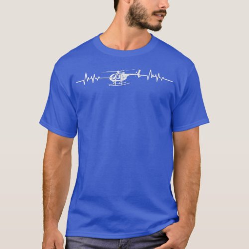 MD 500 Helicopter Heartbeat Funny Helicopter Pilot T_Shirt