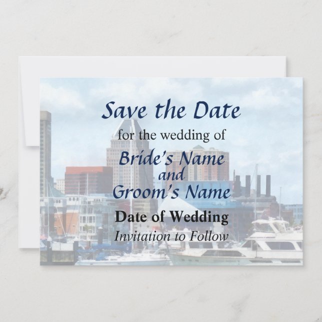MD - Baltimore Skyline and Harbor Save The Date (Front)