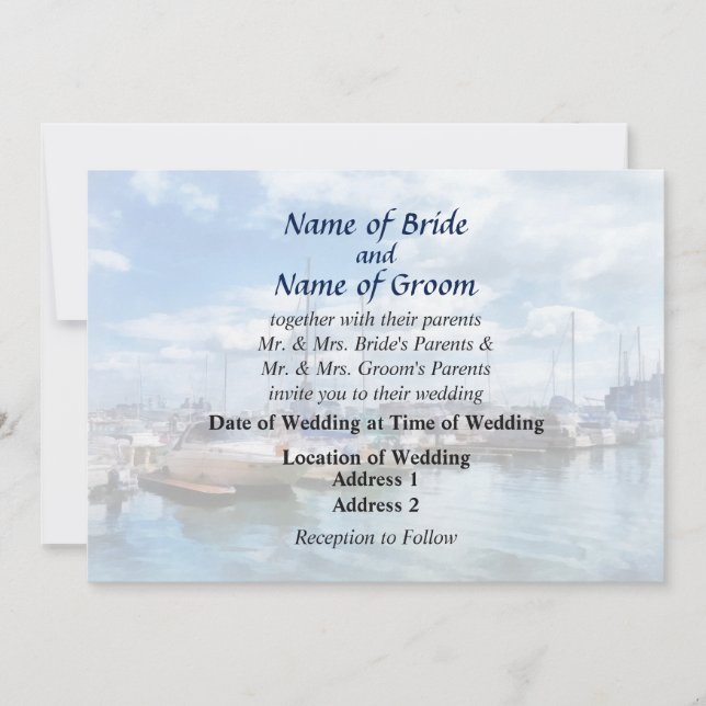 MD - Boat Basin Fells Point Wedding Products Invitation (Front)