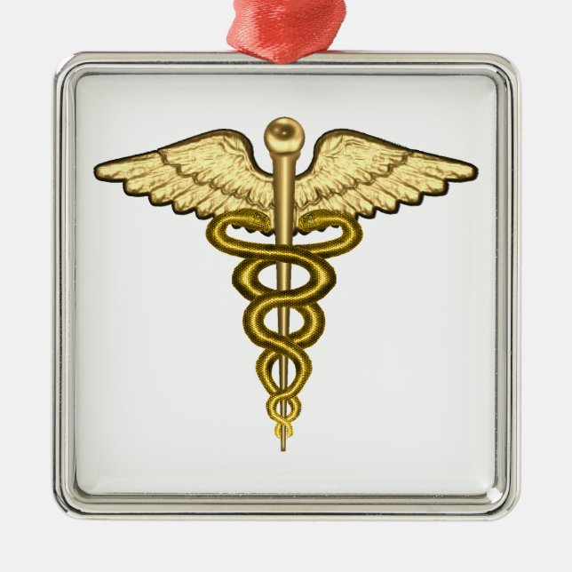 MD Caduceus Metal Ornament (Front)