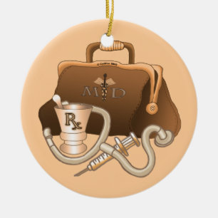 MD Doctor bag Ceramic Ornament