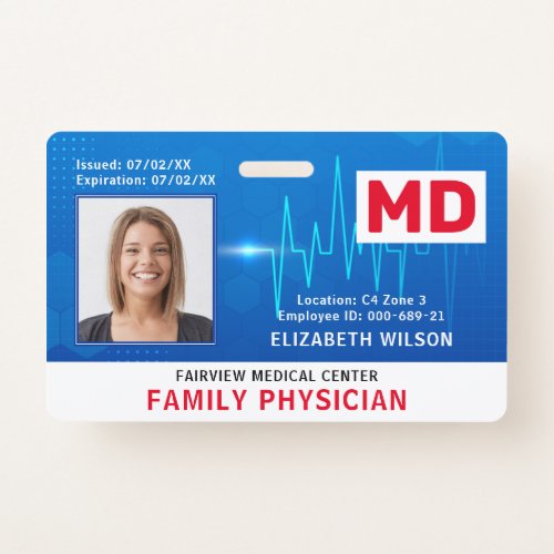 MD Doctor Hospital Medical Employee Photo ID Badge