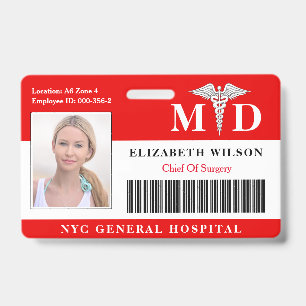 MD Doctor Hospital Medical Employee Photo ID Badge