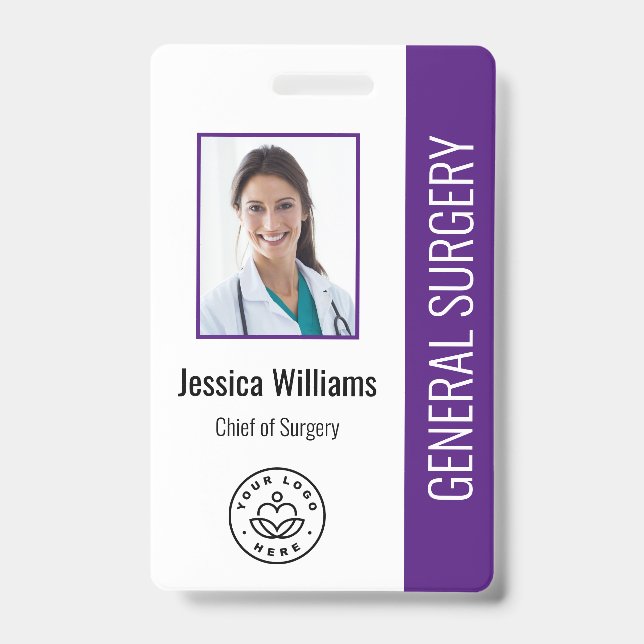 MD Doctor Hospital Medical Employee Photo ID Badge (Front)