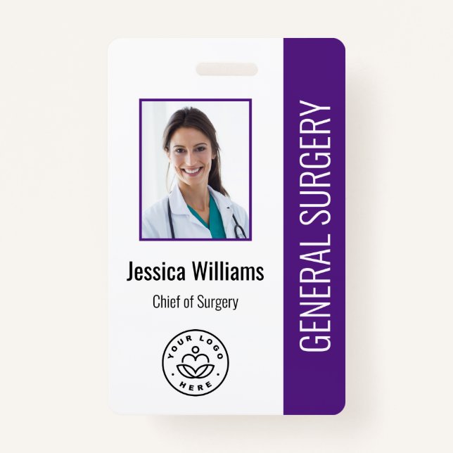 MD Doctor Hospital Medical Employee Photo ID Badge (Front)