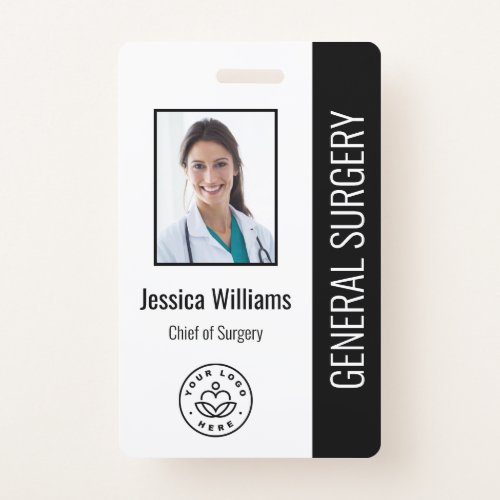 MD Doctor Hospital Medical Employee Photo ID Black Badge