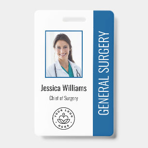 MD Doctor Hospital Medical Employee Photo ID Blue Badge