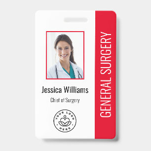MD Doctor Hospital Medical Employee Photo ID Red Badge